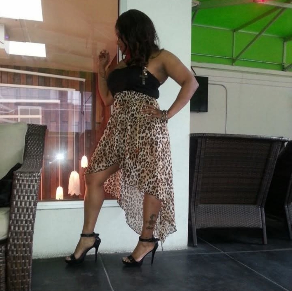 Body Central Black and Leopard High Low Dress